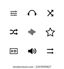 Conjunto de iconos de medios. Vectores multimedia. Foto, video y audio
