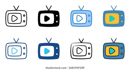 Conjunto de iconos de medios colección de estilos múltiples 
