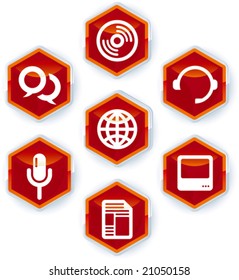 Media icon set. Only global color. CMYK. Extremely easy color changes. Layered