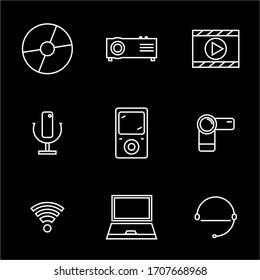Media icon set outline style for your design