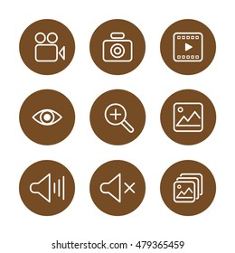 Media icon set. Simple icons