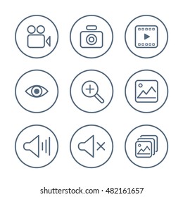 Media icon set. Simple icons