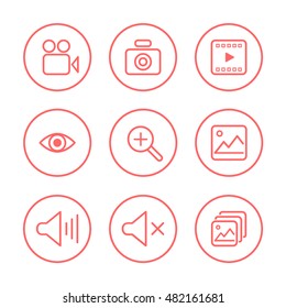 Media icon set. Simple icons