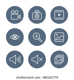 Media icon set. Simple icons