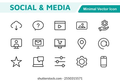 Media Icon Set. A sleek and modern collection of icons designed for the media industry, perfect for enhancing news platforms, entertainment apps, and digital marketing materials.