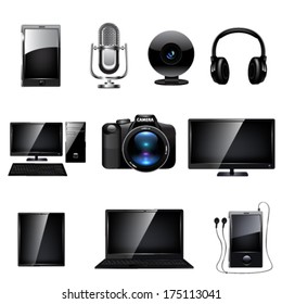 Media icon set. Vector