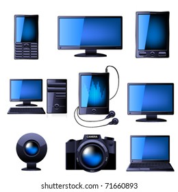 Media icon set. Vector
