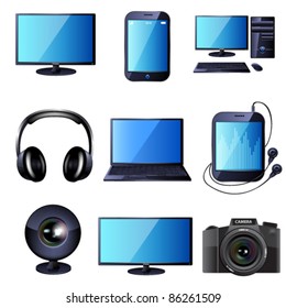 Media icon set. Vector