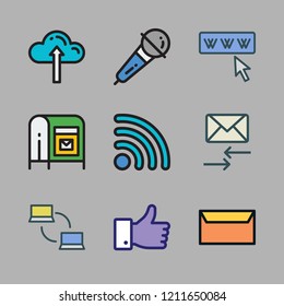 media icon set. vector set about wifi, world wide web, email and networking icons set.