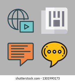 media icon set. vector set about message, streaming, newspaper and chat icons set.