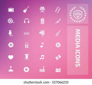 Media icon set,clean vector