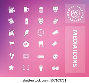 Media icon set,clean vector