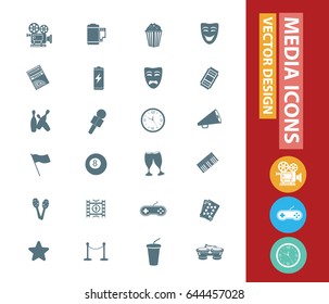 Media icon set,clean vector