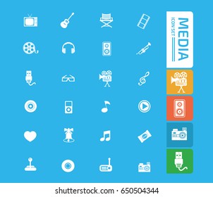 Media icon set,clean vector