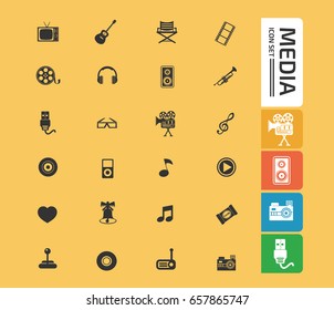 Media icon set,clean vector