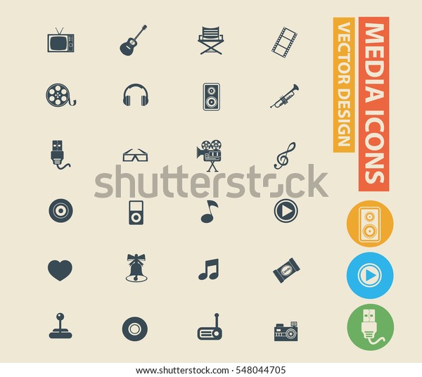 \
Media icon\
set,vector