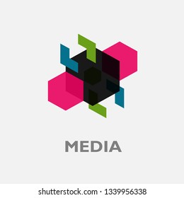 Media Icon Symbol. Hexagonal Logo