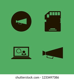 media icon. media vector icons set online teaching, memory card and loud speaker