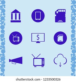 media icon. media vector icons set mobile phone, bank, dollar symbol computer and download