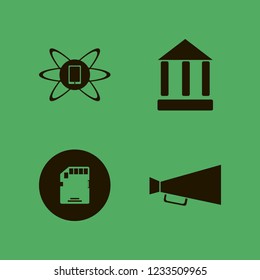 media icon. media vector icons set loud speaker, phone technology, memory card and bank