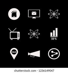 media icon. media vector icons set loud speaker, atom, mail and memory card