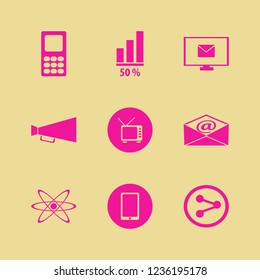 media icon. media vector icons set mail, tv, mobile phone and diagram