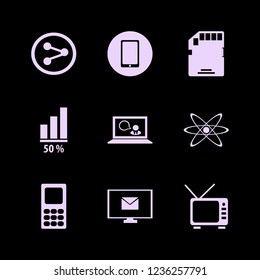 media icon. media vector icons set mobile phone, online teaching, memory card and mail