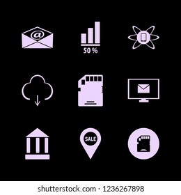 media icon. media vector icons set sale location, mail, download and memory card