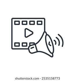 media icon. vector.Editable stroke.linear style sign for use web design,logo.Symbol illustration.
