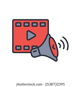 icono de medios. Vector. Trazo editable. signo de estilo lineal para uso Diseño web, logotipo. Ilustración de símbolo.
