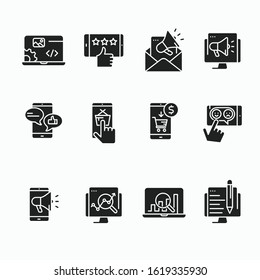 media icons for apps and internet stores black and white set pack 
