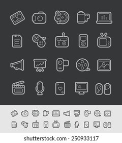 Media Icons // Black Line Series -- EPS 10+  Contain Transparencies