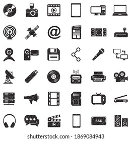 Media Icons. Black Scribble Design. Vector Illustration.