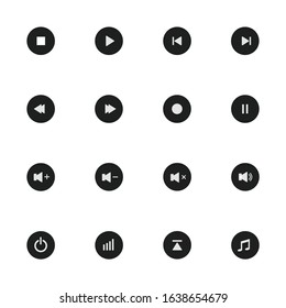 Media icons buttons vector isolated on white background for graphics and web design.