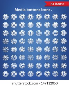 Media icons buttons,vector