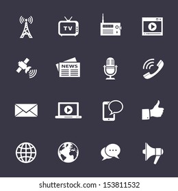 Media Icons. Clean vector icons on black