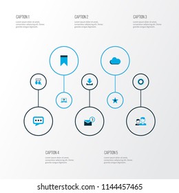 Media icons colored set with overcast, mates, dialogue and other dialog elements. Isolated vector illustration media icons.