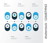 Media icons colored set with search, top, monitor and other eject elements. Isolated vector illustration media icons.