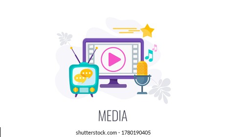 Media Icons. Communication And Transfer Of Information To The Target Audience. Internet And Print Advertising, Radio And Television. Outdoor Advertising And Broadcasting.