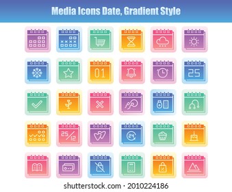 Media Icons Date. Estilo de degradado 