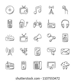 
Media Icons Doodle Set 
