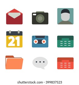 Media icons. Flat design.