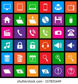 Media icons in Flat Metro Style