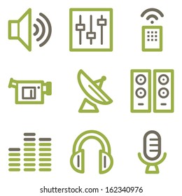 Media icons, green line contour series