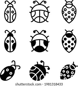 Media Icons Ladybugs for website and application 