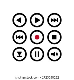 Media Icons. Musical Buttons. Black icons.