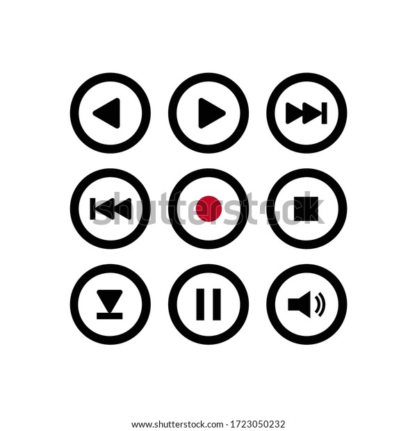 Media Icons. Musical\
Buttons. Black icons.