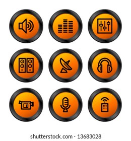 Media icons, orange circle series