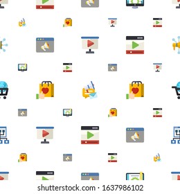 media icons pattern seamless. Included editable flat video Presentation, social media campaign, Content management, Promo website, Brand engagement icons. media icons for web and mobile.