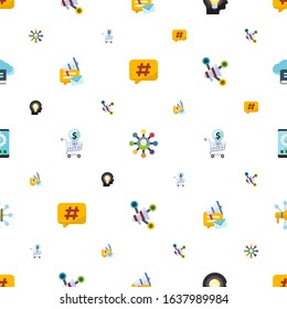 media icons pattern seamless. Included editable flat Hashtag, Affiliate marketing, Creative people, social media campaign, Online Training icons. media icons for web and mobile.